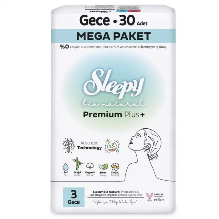 Bio Natural Premium Plus Mega Gece Ped 30 Adet