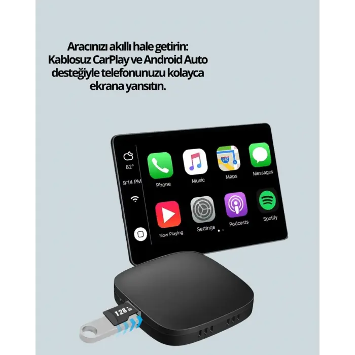 Bluetooth 5.0 Kablosuz Android Auto Araç İçi Adaptör