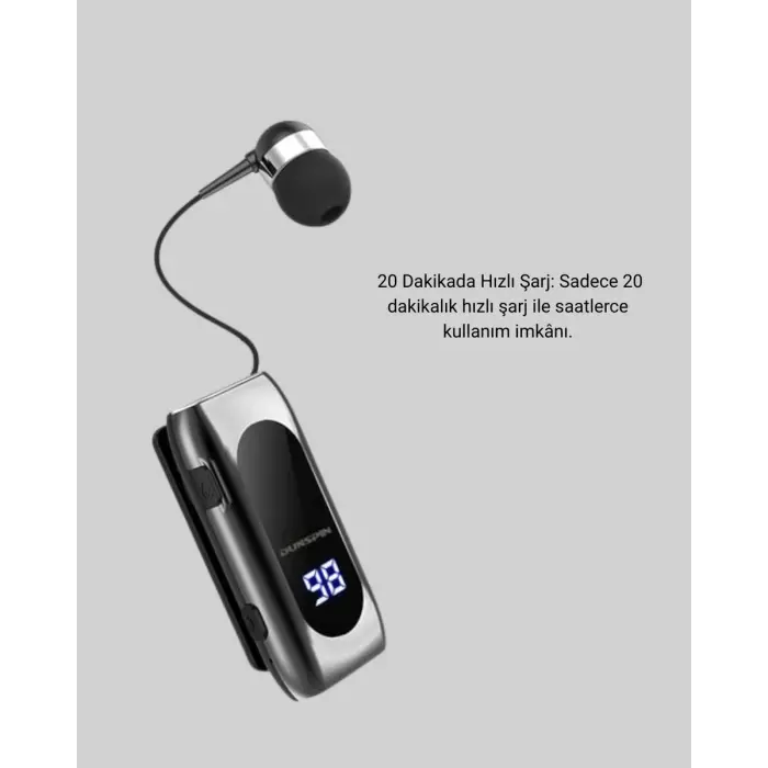 Bluetooth 5.2 Klipsli Kablosuz Kulaklık – Dijital Ekran & Titreşimli Uyarı