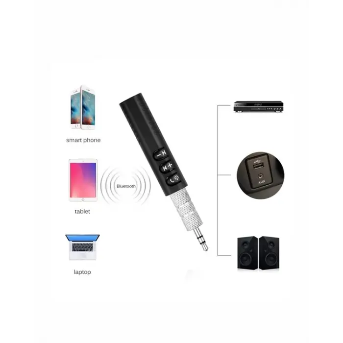 Bluetooth AUX Adaptör | 3.5mm Ses Girişi İçin Kablosuz Dönüştürücü, 10m Menzil