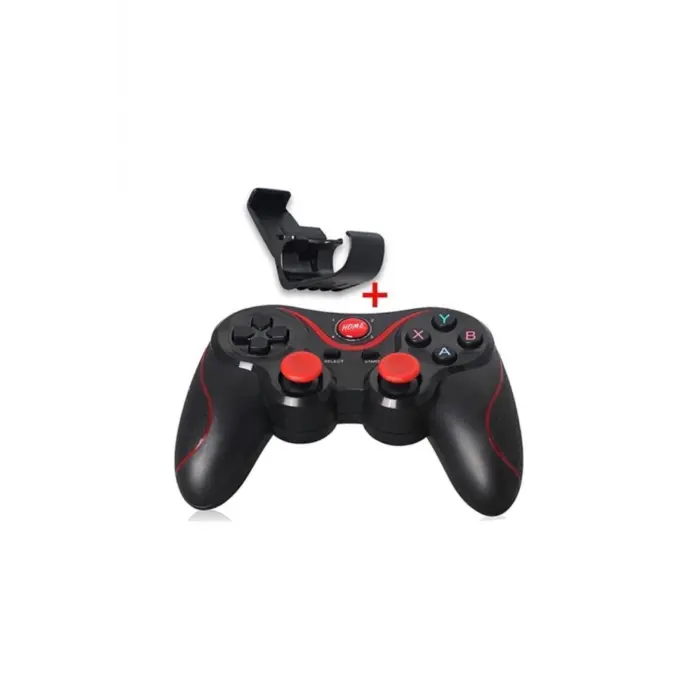 Bluetooth bağlantılı siyah gamepad telefon tutucu standlı PC uyumlu kablosuz oyun kolu
