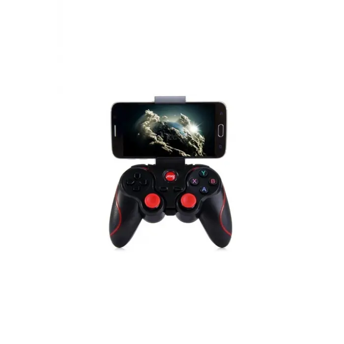 Bluetooth bağlantılı siyah gamepad telefon tutucu standlı PC uyumlu kablosuz oyun kolu