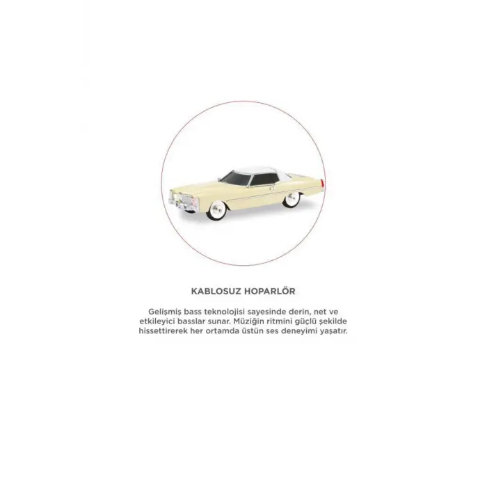 Bluetooth hoparlör bej renk retro araba tasarımlı 10W FM USB TWS 3 saat dinleme süresi