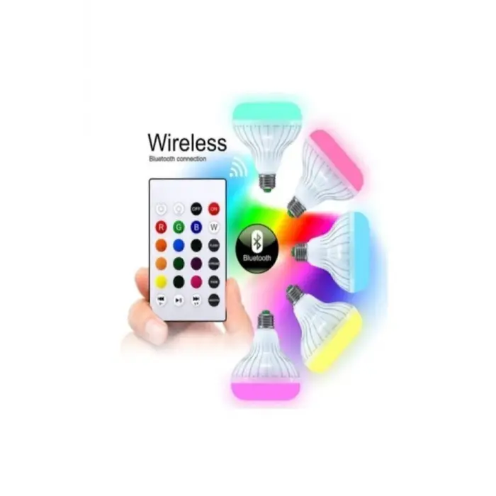 Bluetooth hoparlörlü uzaktan kumandalı led ışık beyaz renkli 7 renk ışık seçeneği