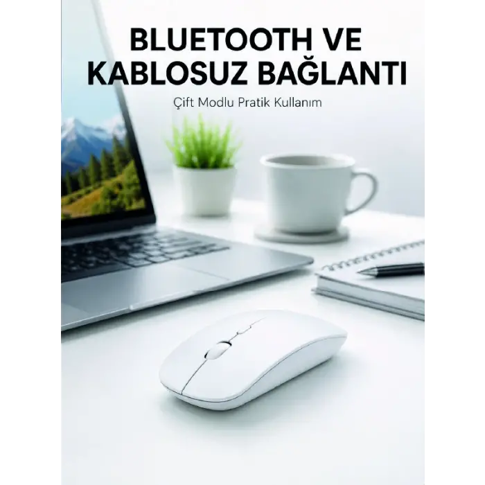 Bluetooth Kablosuz Wireless Mouse Şarjlı Sessiz Ergonomik 5000 DPI Fare