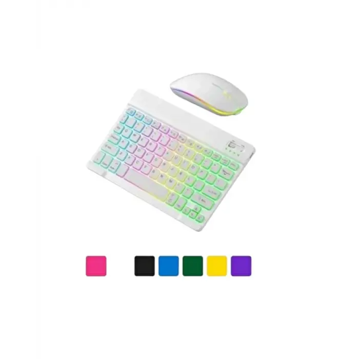 Bluetooth Klavye Mouse Seti Aydınlatmalı Türkçe Q Ergonomik Tasarım