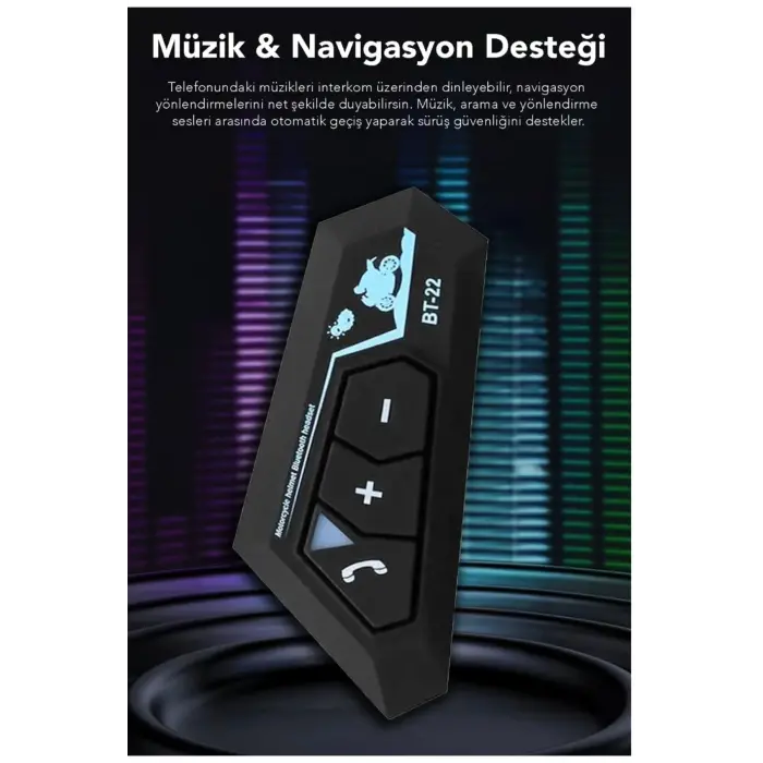 Bluetooth mikrofonlu kablosuz kask interkom kulaklık RGB led ışıklı 2 yıl garantili