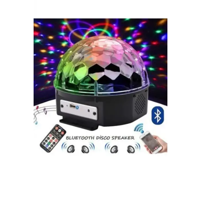 Bluetooth özellikli beyaz renkli ışıklı lazer led küre disko topu parti aydınlatması