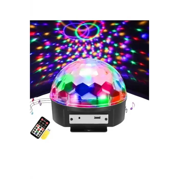 Bluetooth özellikli beyaz renkli ışıklı lazer led küre disko topu parti aydınlatması