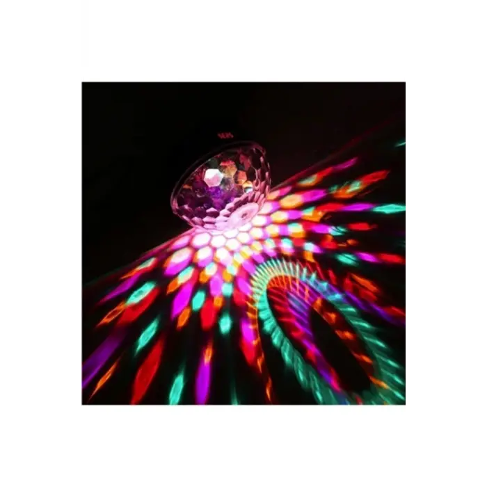 Bluetooth özellikli gri küre disko topu müzik çalar ve sese duyarlı renkli lazer ışık