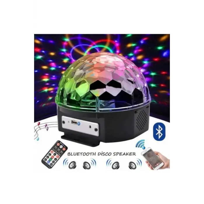 Bluetooth USB MP3 destekli siyah LED ışıklı hoparlör disko sahne topu - Hobi & Eğlence