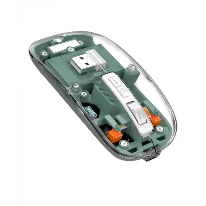 Bluetooth ve 2.4G USB Destekli Pilli Kablosuz Şeffaf Mouse Yeni Nesil
