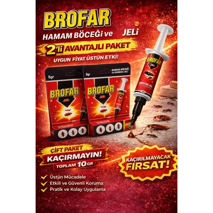 Brofar Jel Hamam Böceği ve Karınca Jeli 5 gr Etkili Haşere İlacı Ev İçi Kullanım 2 Adet