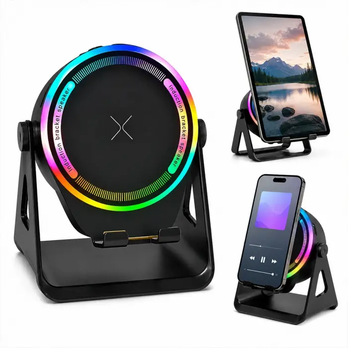 Bt - Sd - Usb Şarjlı Telefon Tutacak Rgb Işıklı Bluetooth Wireless Speaker Hoparlör 5w Pl-4676 Bx40