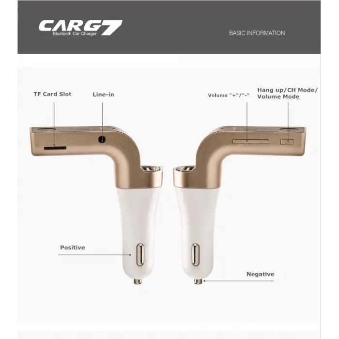 Carg7 Bluetooth Araç Fm Transmitter Usb Girişli