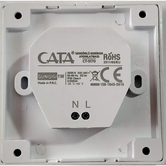 CATA CT 5170 1W Beyaz Kasa Sensörlü Koridor Aydınlatması 3200K Gün Işığı