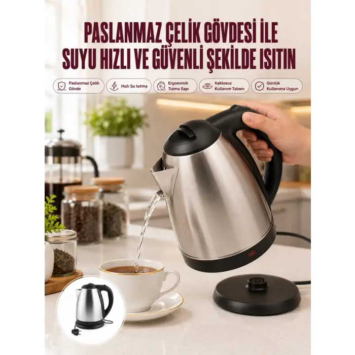 Çelik Su Isıtıcı Kettle Dayanıklı Paslanmaz Çelik Uzun Ömürlü