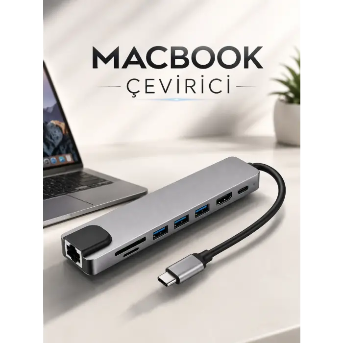 Çevirici Dönüştürücü Adaptör Macbook 3 In 1 Type-C To Hdmı USB 3.0