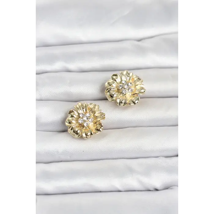 Çiçek Model Zirkon Taşlı Düğme veya Manşet Broşu