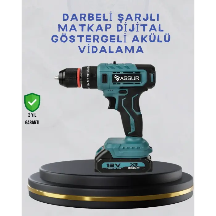 Çift Bataryalı Şarjlı Matkap Dijital Ekranlı Set