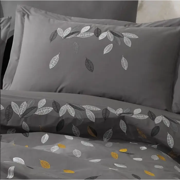 Çift Kişilik Poplin Premium Nakışlı Nev Lidia Gri