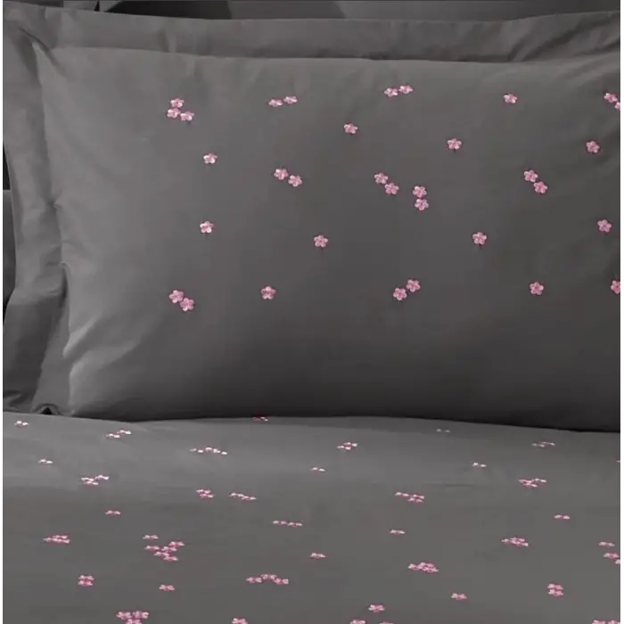 Çift Kişilik Poplin Premium Nakışlı Nev Spring Gri