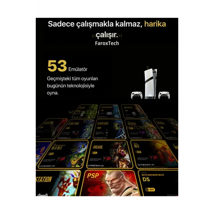 Çift Kollu Kablosuz Oyun Konsolu, 53 Emülatör Desteği ile Tak Çalıştır Özellikli