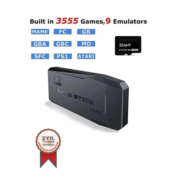 Çift kollu kablosuz video oyun konsolu siyah renk bluetooth desteği yok - Elektronik