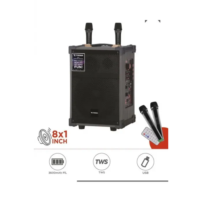 Çift mikrofonlu radyo bluetooth SD USB taşınabilir şarjlı siyah hoparlör 5 saat dinleme