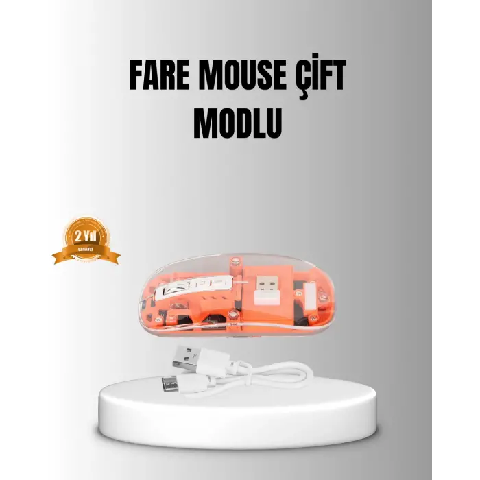 Çift Modlu Kablosuz Bluetooth 5.0 + 2.4GHz Mouse – 3 Cihaz Bağlantılı Hızlı Geçiş Düğmeli