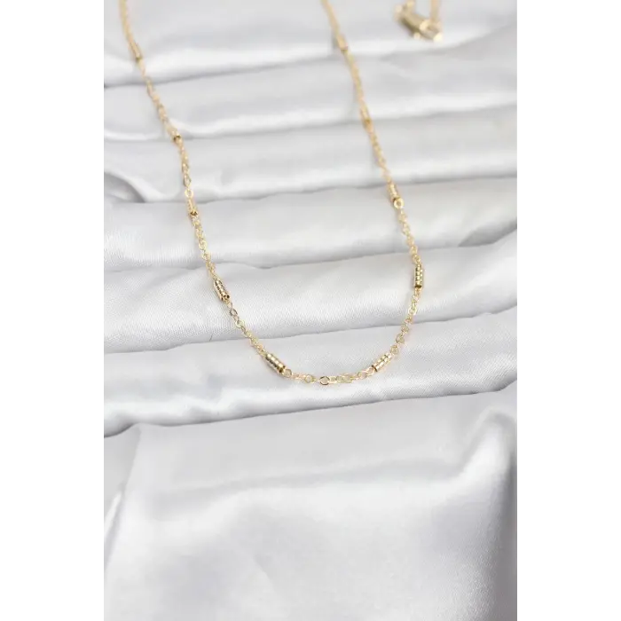 CM 14K Gold Renk Bar Zincir Model 60 cm Kadın Kolye