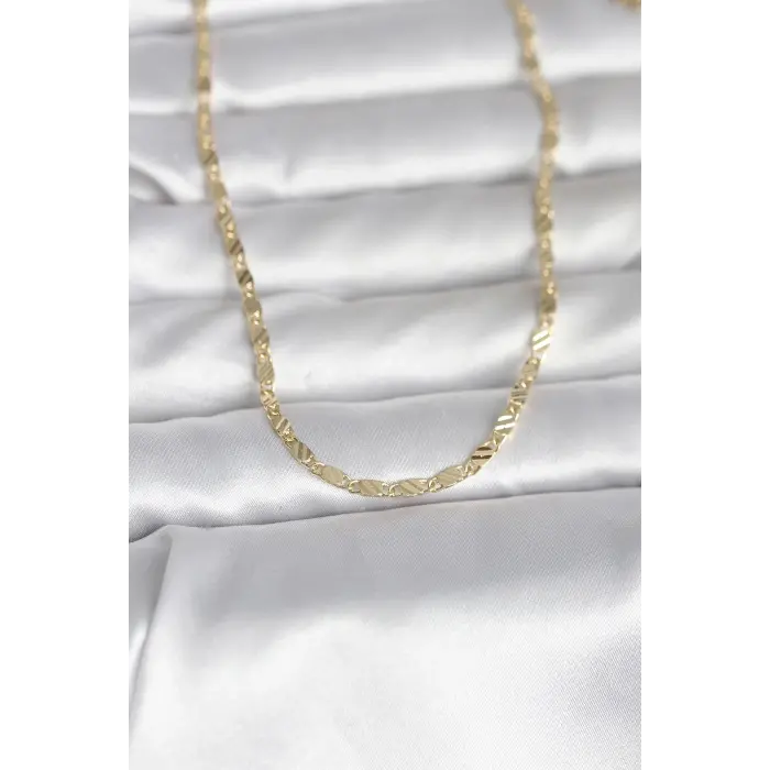 CM 14K Gold Renk Çizgi Lazer Model 60 cm Kadın Kolye