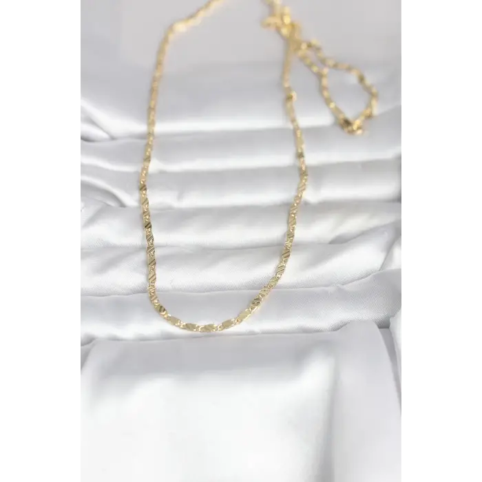 CM 14K Gold Renk Çizgi Lazer Model 60 cm Kadın Kolye 5886