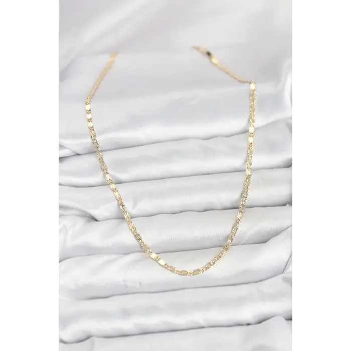CM 14K Gold Renk Lazerli Zincir Model Kadın Kolye