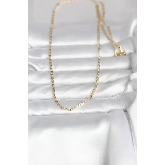 CM 14K Gold Renk Yassı Zincir Model 60 cm Kadın Kolye