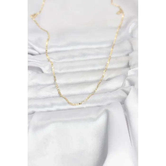 CM 14K Gold Renk Yassı Zincir Model 60 cm Kadın Kolye 5886