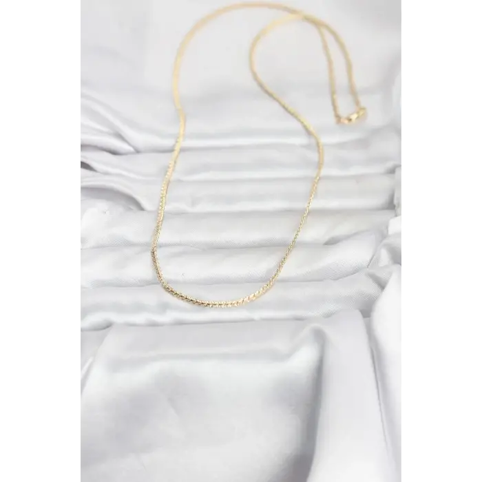 CM 14K Gold Renk Yassı Zincir Model 60 cm Kadın Kolye 5886