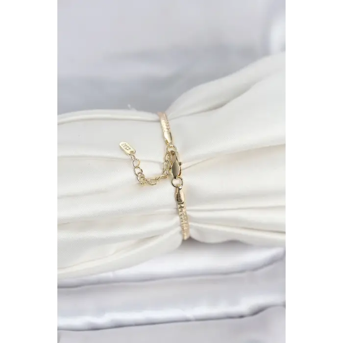 CM 14K Gold Renk Yassı Zincir Model Kadın Bileklik