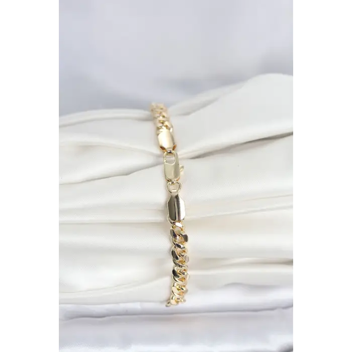 CM 14K Gold Renk Yassı Zincir Model Kadın Bileklik 5886