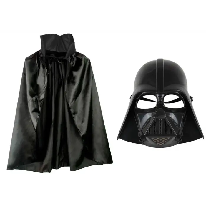 Çocuk Boy Yıldız Savaşları  Wars Darth Vader Maskesi Ve 90 Cm Pelerin Seti Siyah