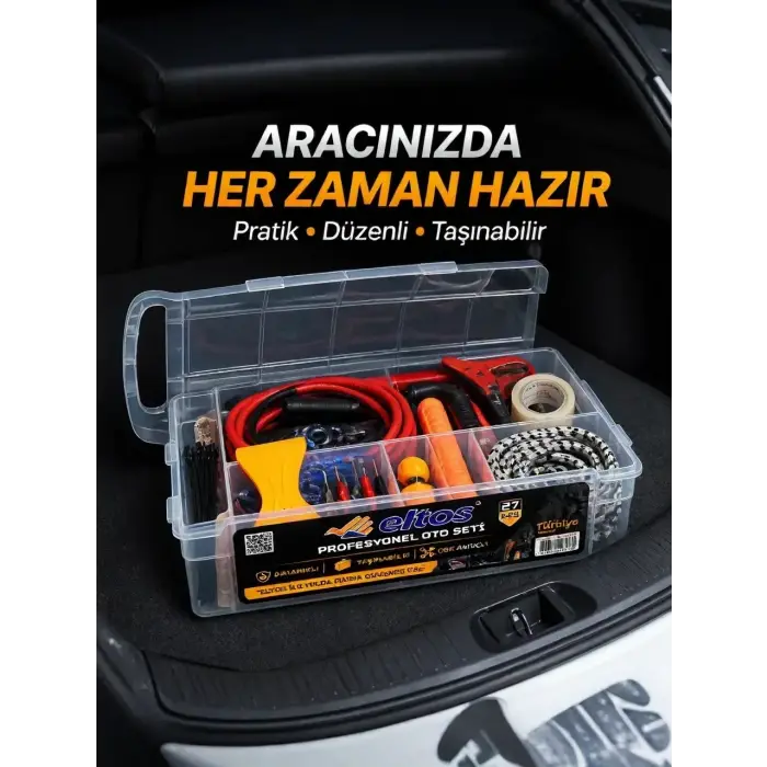 Çok Amaçlı 27 Parça Araç Acil Durum Ekipman Seti Düzenli Taşıma Kutulu
