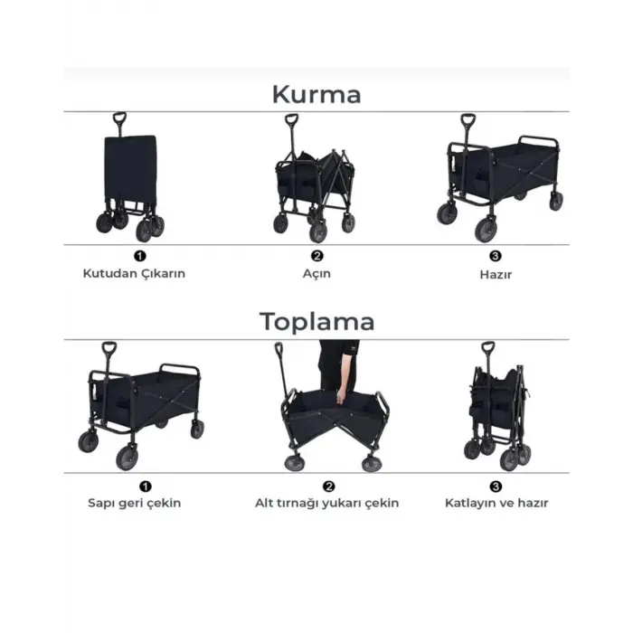Çok Amaçlı Katlanabilir Kamp Arabası Bahçe Alışveriş Taşıma Vagonu