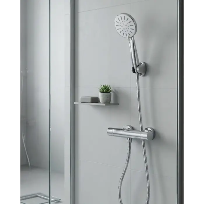 Çok Fonksiyonlu 4 Modlu El Duşu Başlığı Krem Duş Seti Spiral Hortumlu
