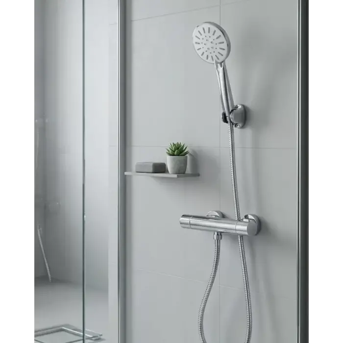 Çok Fonksiyonlu 4 Modlu El Duşu Başlığı Krem Duş Seti Spiral Hortumlu