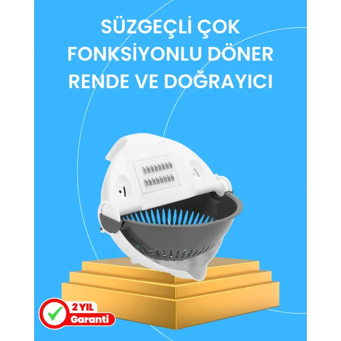 Çok Fonksiyonlu Dilimleyici ve Süzgeçli Mutfak Aparatı