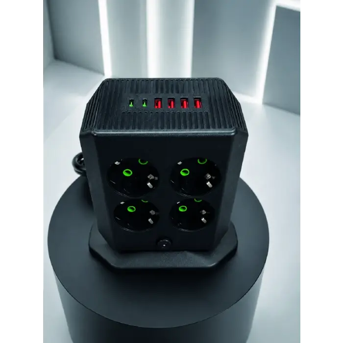 Çoklu Priz 8 Çıkışlı 4 USB 2 Type-C Anahtarlı Dikey Priz Kulesi