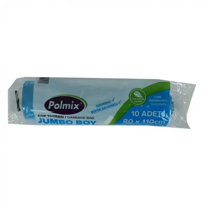 Çöp Torbası Jumbo Boy 80x110Cm 220Gr 27Mikron 90Lt Mavi Rulo 10 Adet