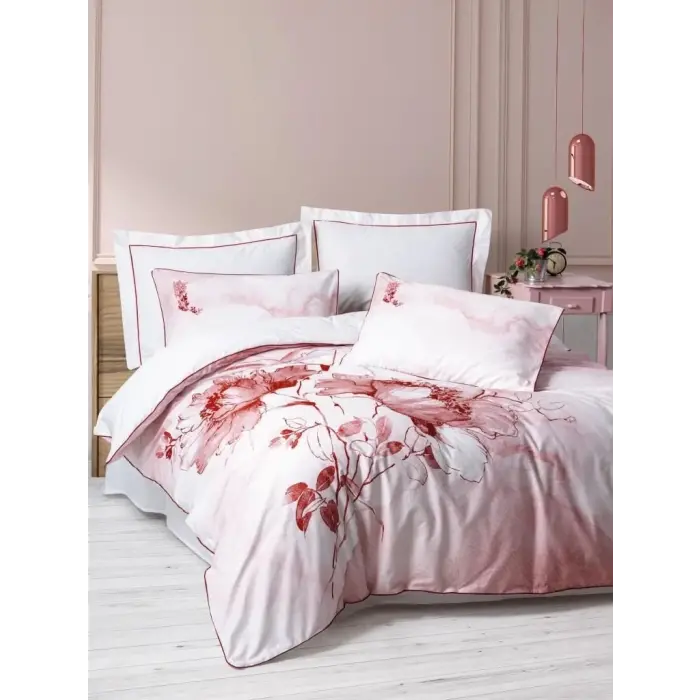Cotton Box Çift Kişilik Elit Saten Nevresim Takımı Gules Kırmızı