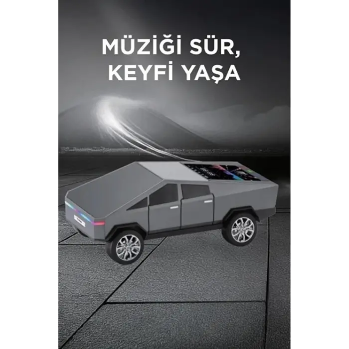 D68 Cyber Model Araba Tasarımlı Bluetooth Hoparlör 15w Güçlü Ses Rgb Led /tws/usb Gri