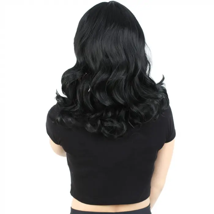 Daalı Perçemli Orta Boy Fiber Sen Peruk / Siyah